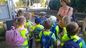 Verkehrserziehung im Zug - Kindergarten Kinder lernen richtige Verhaltensweise am Bahnhof und im Zug